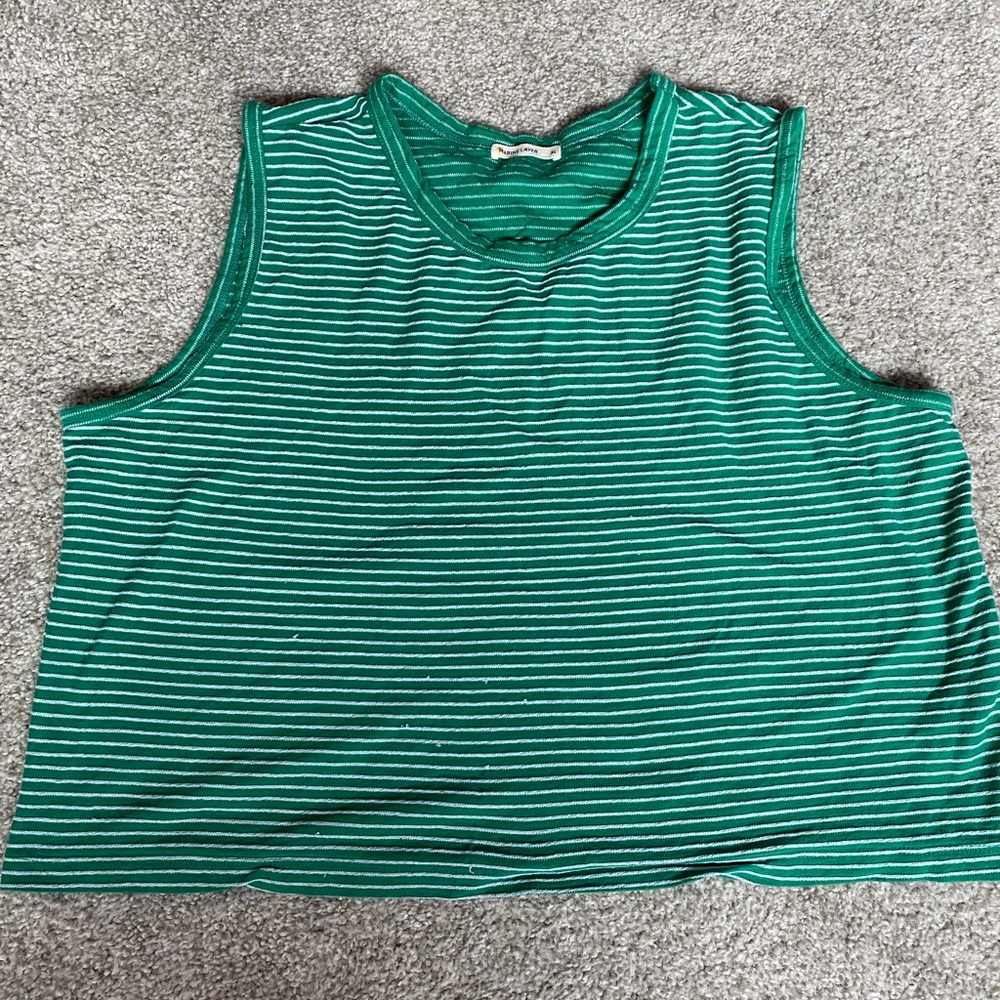 Marine layer green and white striped tank